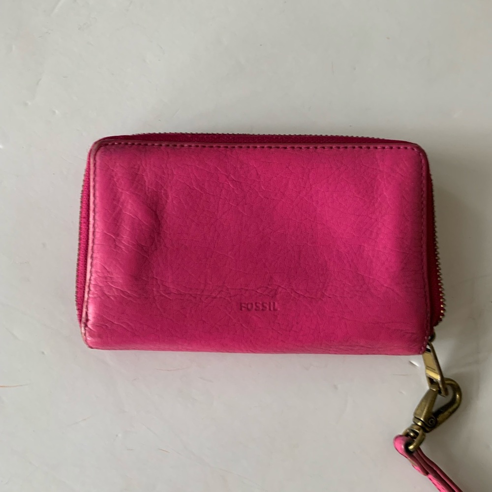 Pink Fossil Leather Wallet